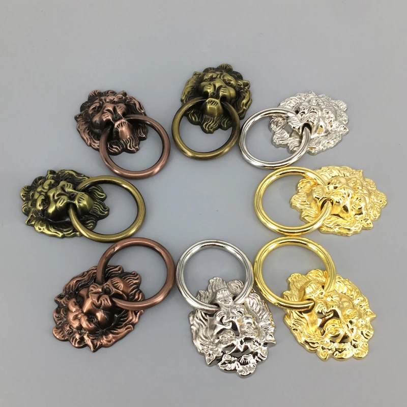 

2PCS Lion Head Drawer Knobs pull Dresser Drop Rings Antique Lion Head kitchen Cabinet pulls Handles Silvery Bronze Golden color