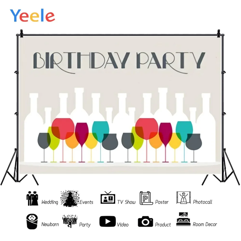 Yeele Wineglass бокал вино Красочные партии День рождения фотографии фоны