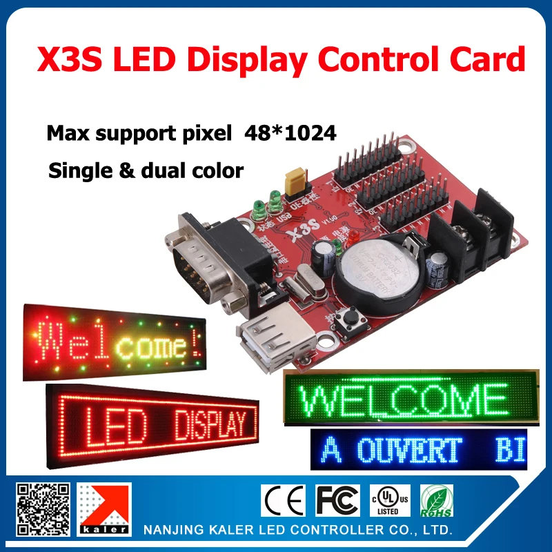 Kaler X3S usb led карта управления 3 шт. T12 серийный вход карты дисплей прокрутка знак