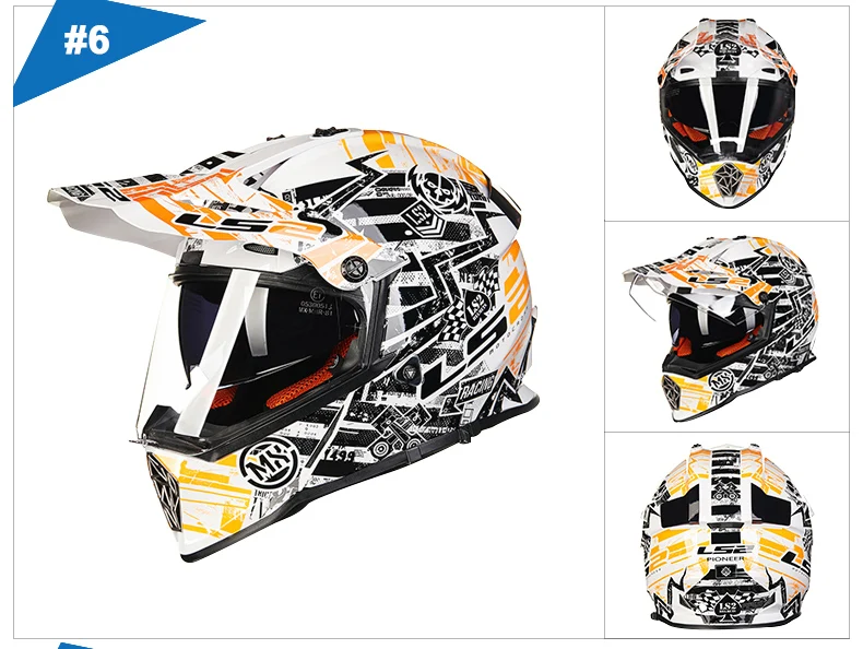 LS2 MX436 мужские мотокросс шлем с двумя объективами для мотокросса, для езды на мотоцикле, шлемы внедорожные полный уход за кожей лица Мотоцикл шлем, одобренный ECE LS2 шлем
