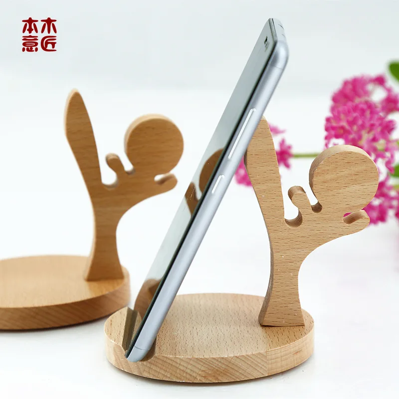 Креативная деревянная подставка для мобильного телефона из твердой