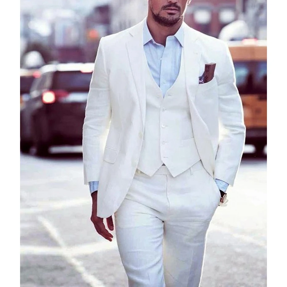 2019 Fashion Stylish White Men's Formal Wedding Tuxedo Suit Business Formal Men Party Prom Suit Terno Masculino Jacket Vest Pant