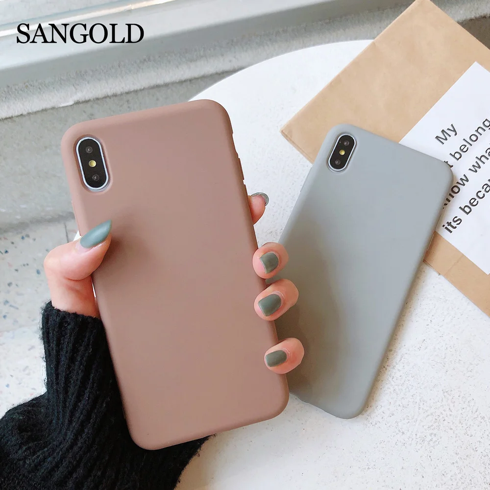 Одноцветные силиконовые чехлы для пар SANGOLD iphone XR X XS Max 6 6S 7 8 Plus милый мягкий