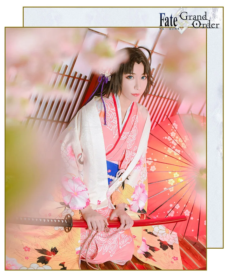 Fate Grand Order Okita Souji FGO кимоно Косплей Костюм Полный комплект Женский костюм COSPLAYONSEN |