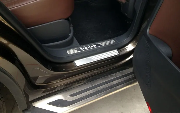 Для VW TIGUAN 2010- нержавеющая сталь порога полосы добро пожаловать педали отделка Авто Стайлинг наклейки аксессуары 4 шт