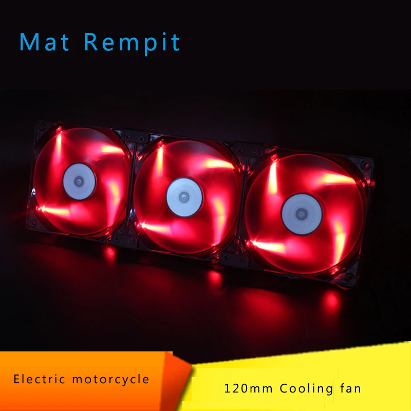 12cm LED silent waterproof cooling fan DC 12V high speed 2/3 combination radiator for motorcycle controller decoration | Компьютеры и