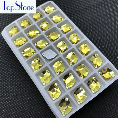 topaz Стразы Topstone Cosmic с пришивным стеклом 13x17 мм 28 шт. все цвета с плоским основанием 2 отверстия пришивные камни для костюмированного платья - Цвет: topaz