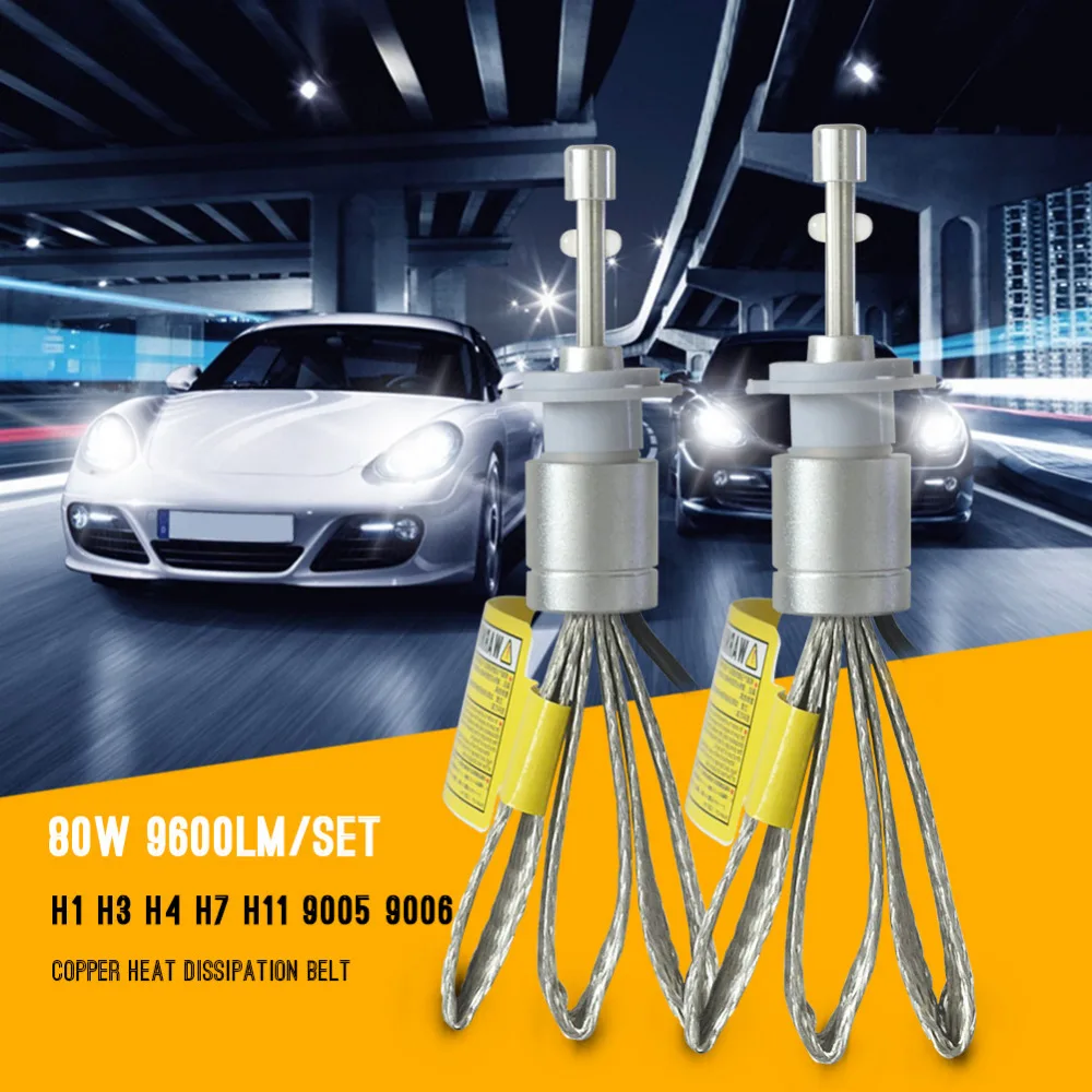 Автомобильные фары H7 H4 Led H11 H8 H9 9005/HB3 9006/HB4 5202 R3 XHP50 светодиодные чипы 80 Вт 9600LM 6500k