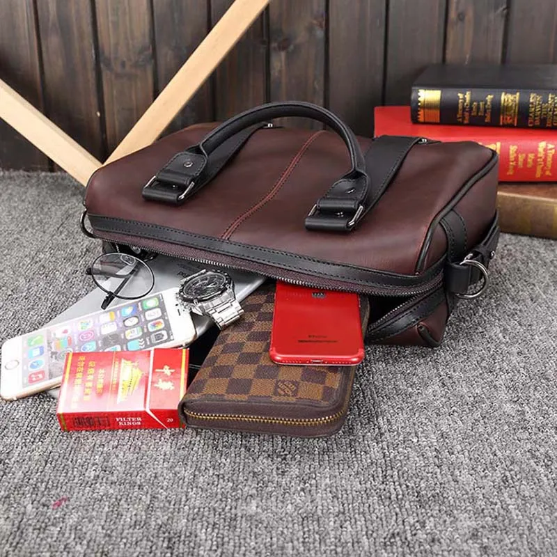 Брендовый повседневный мужской портфель из кожи Crazy Horse мужские сумки