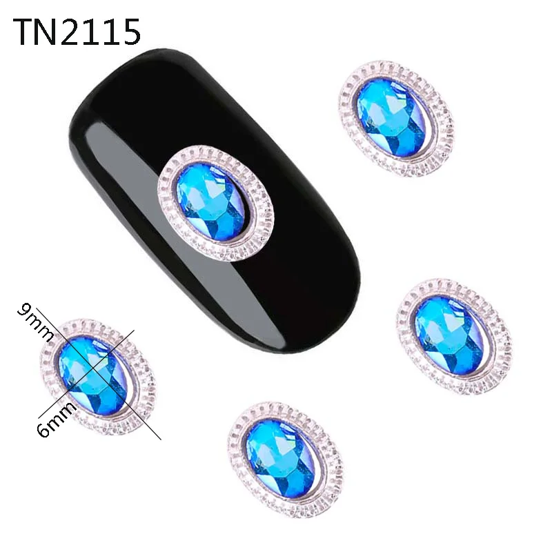 10 штук упак. 3D розовые синие овальные блестящие стразы серебристые объемные