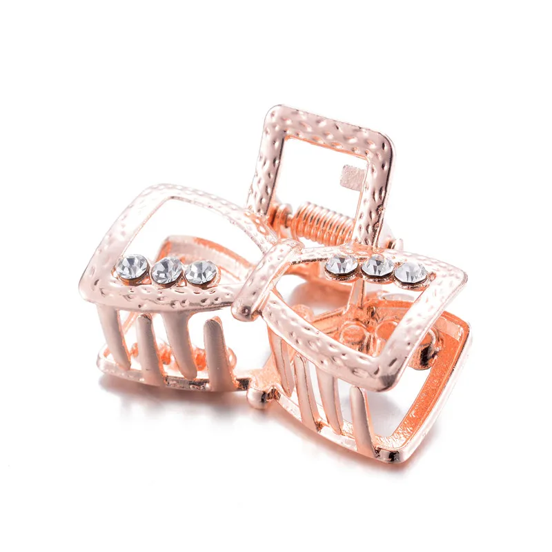 

Rose Gold Metal Rhinestone Hair Claws Ornaments Brand Design Hair Jewelry Bow-knot Geometric Crab Clip Wedding Hair Accessories