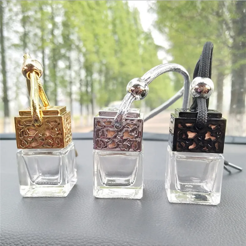 Empty Glass Bottle Car Hanging Perfume Rearview Mirror Ornament Air Freshener For Essential Oils Diffuser Fragrance Car-styling |