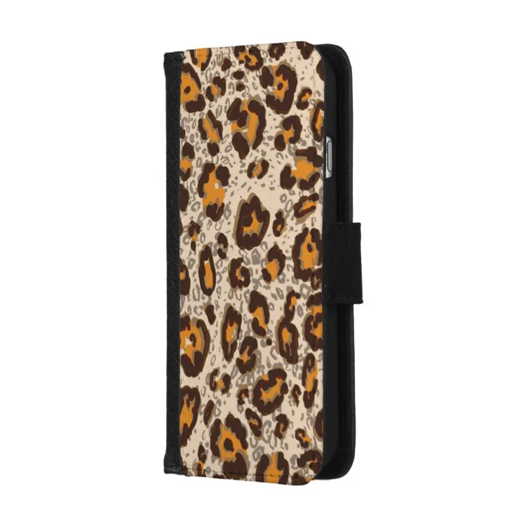 Кожаный чехол-книжка с леопардовым принтом на заказ для iPhone X/6/7/8/6 plus/7 plus/8 plus