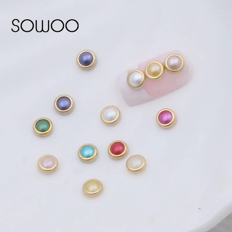 4mm 288pcs/pack MIX Hotfix Pearl Rhinestones Metallic Gold Rim Domestuds Korea Hot Fix Strass Stones DIY Iron On Rhinestone | Дом и сад