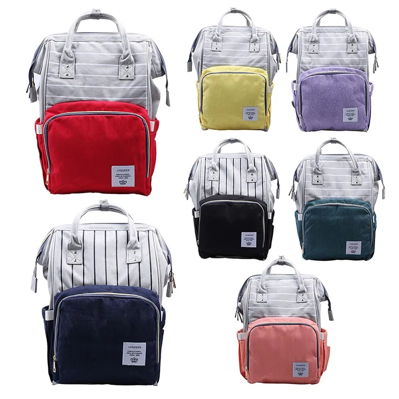 

Striped Diaper Bag Baby Care Large Capacity Mom Backpack Mummy Maternity Wet Bag Waterproof Baby Pregnant Bag US Shipment