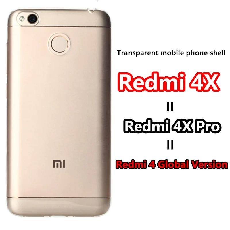 Transparent phone Case for Xiaomi Redmi 4X TPU silicone Anti-knock case 5.0 inch 4 Global Version On Mobile Phone | Мобильные