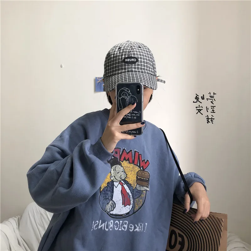 YouGeMan лучшие друзья Толстовка Осень Зима Ulzzang Harajuku Винтаж Забавный флисовый пуловер толстовки для женщин с длинным рукавом пот