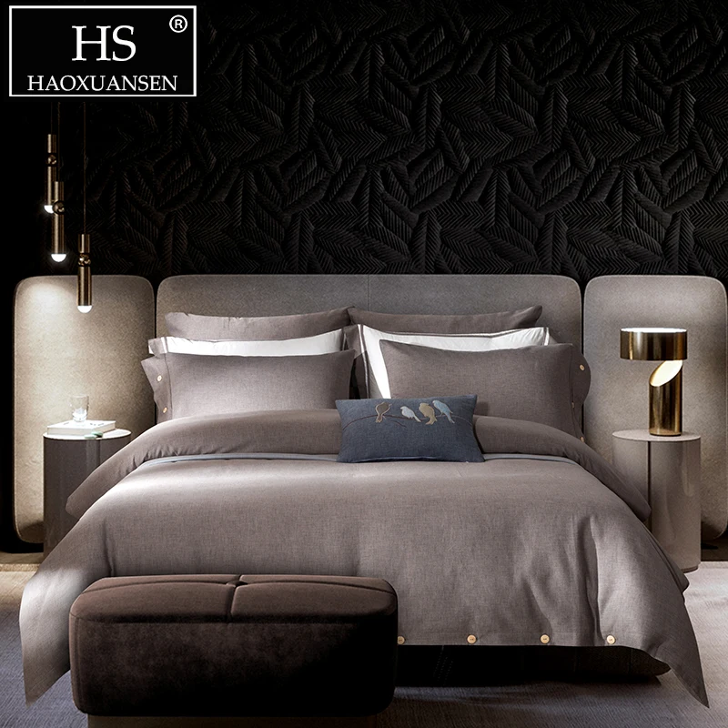 800 нитей кофе шлифовальный хлопковый комплект постельного белья кнопочный