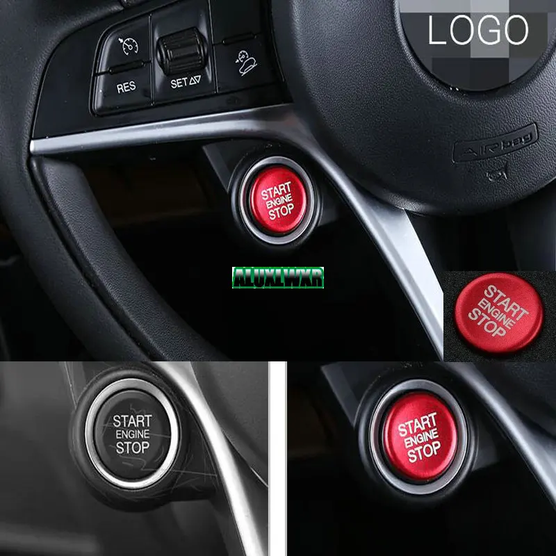 Embellecedor de accesorios para coche, cubierta de botón de arranque y parada de motor rojo para Alfa Romeo Giulia Stelvio 2017 2018