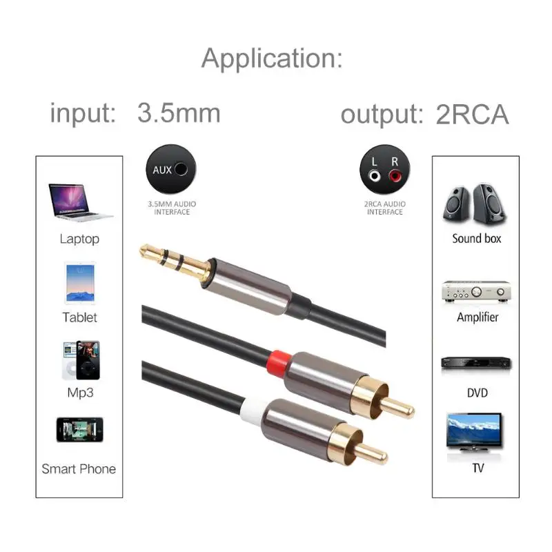 1 м металлический чехол 3 5 мм штекер на 2RCA аудио стерео Y сплиттер кабель RCA для