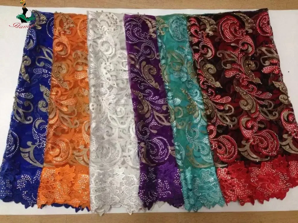 Haniye High quantily African fabric net sequins embroidery lace tulle material lace/ZZFSB28 | Дом и сад