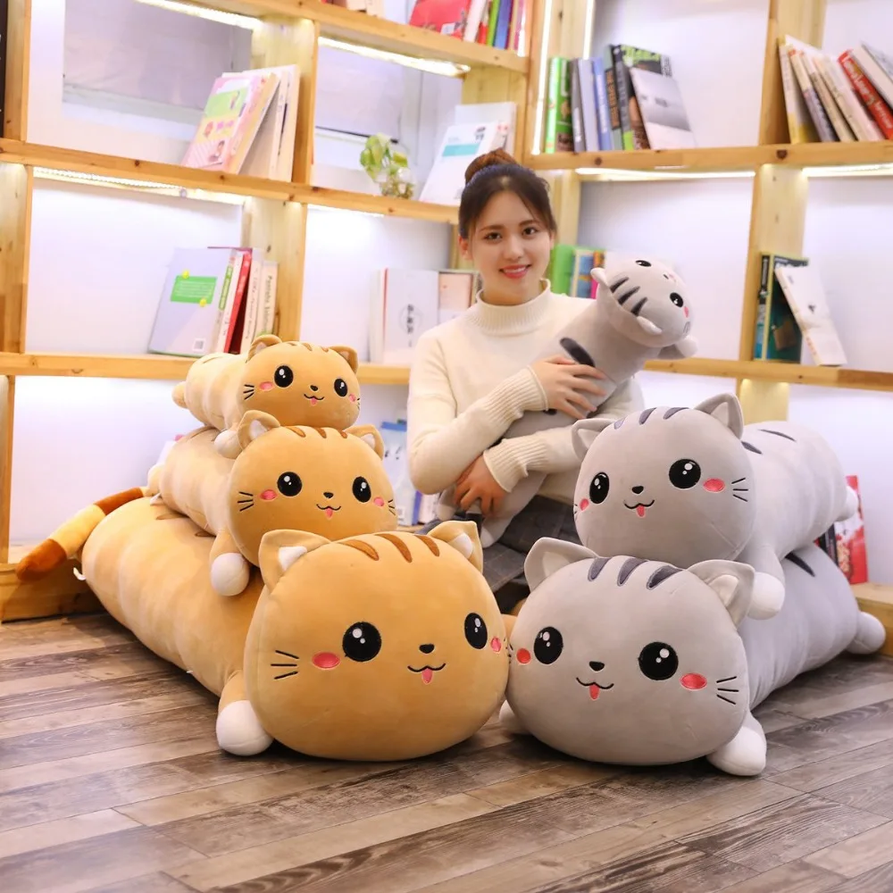 

1pc 70-100cm Kawaii Lying Cat Plush Toys Stuffed Cute Cat Doll Lovely Animal Pillow Soft Cartoon Cushion Kid Christmas Gift