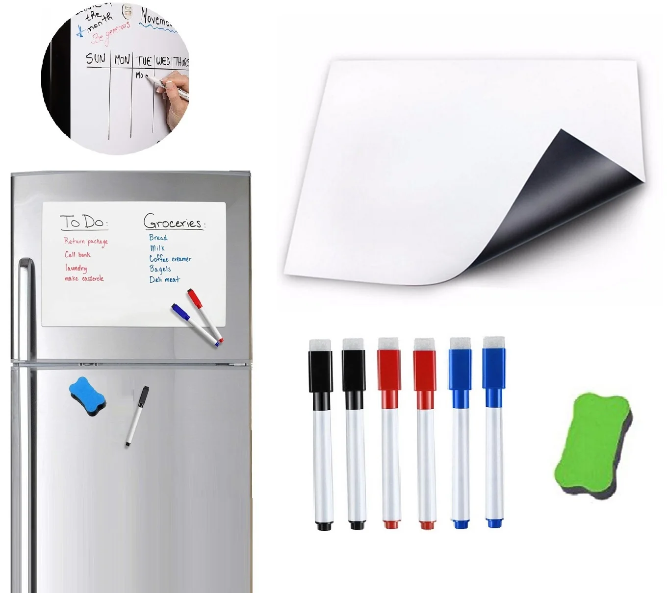 

A2 A3 A4 Size Magnetic Dry WIPE Whiteboard Sheet Magnetic Planner To Do List Note Grocery List Message Board Writing Pad Marker