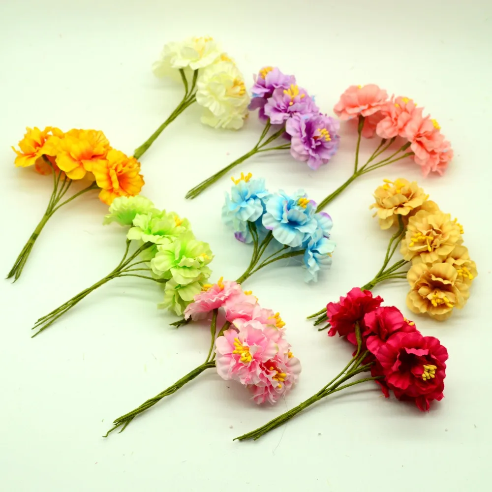 6 шт. шелковые вишни stamen diy Рождественский венок Подарочная коробка искусственные
