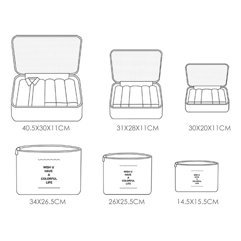 New Travel Storage Bag Suitcase Organizer Cosmetic Underwear Garment System Ziplock Bags Portable Luggage Set | Дом и сад