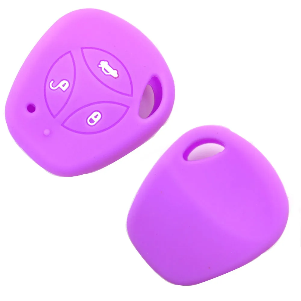 Purple OkeyTech 3 BTN силиконовый резиновый автомобильный брелок-чехол для дистанционного ключа Чехол Набор протектор для LADA Priora Sedan Sport Kalina Granta Vesta X-Ray - Название цвета: Purple