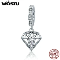 wostu hot 925 sterling silver shining heart dangle beads fit original wst charm bracelet pendant diy jewelry gift fic186