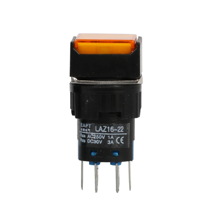 16 мм светодиодный мгновенный светящийся квадратный кнопочный переключатель 2NO2NC
