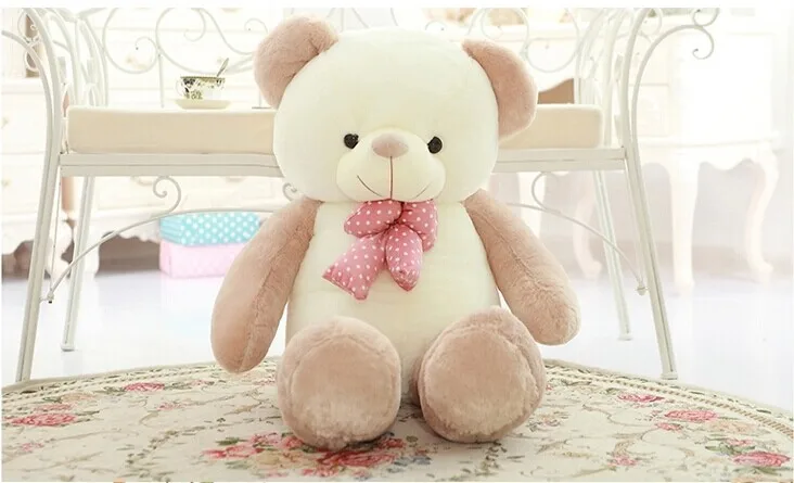 Милый новый плюшевый мишка игрушка мягкий светильник-коричневый тедди с бантом