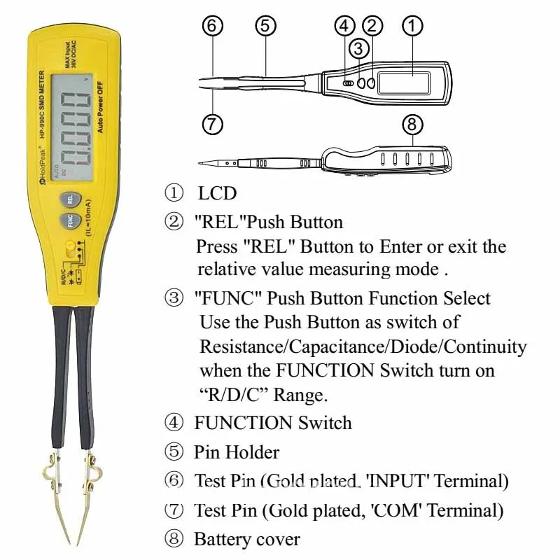 Мультиметр HP-990C SMD цифровой изоляции тестер мультиметр автоматического Мощность