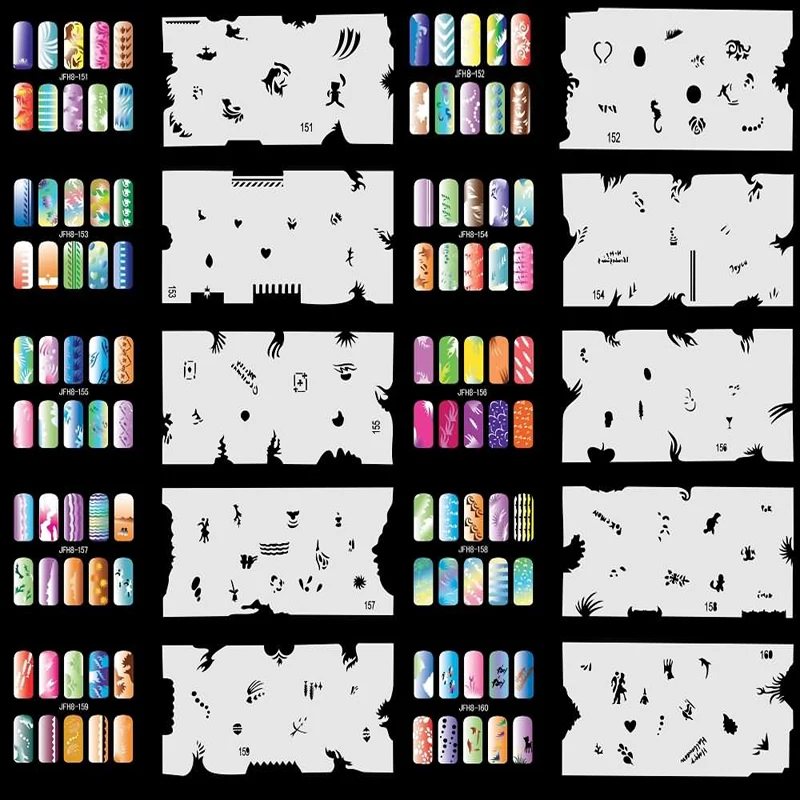 Офир гвоздь инструменты набор 8 200 Аэрограф для дизайна ногтей трафарет дизайн 20