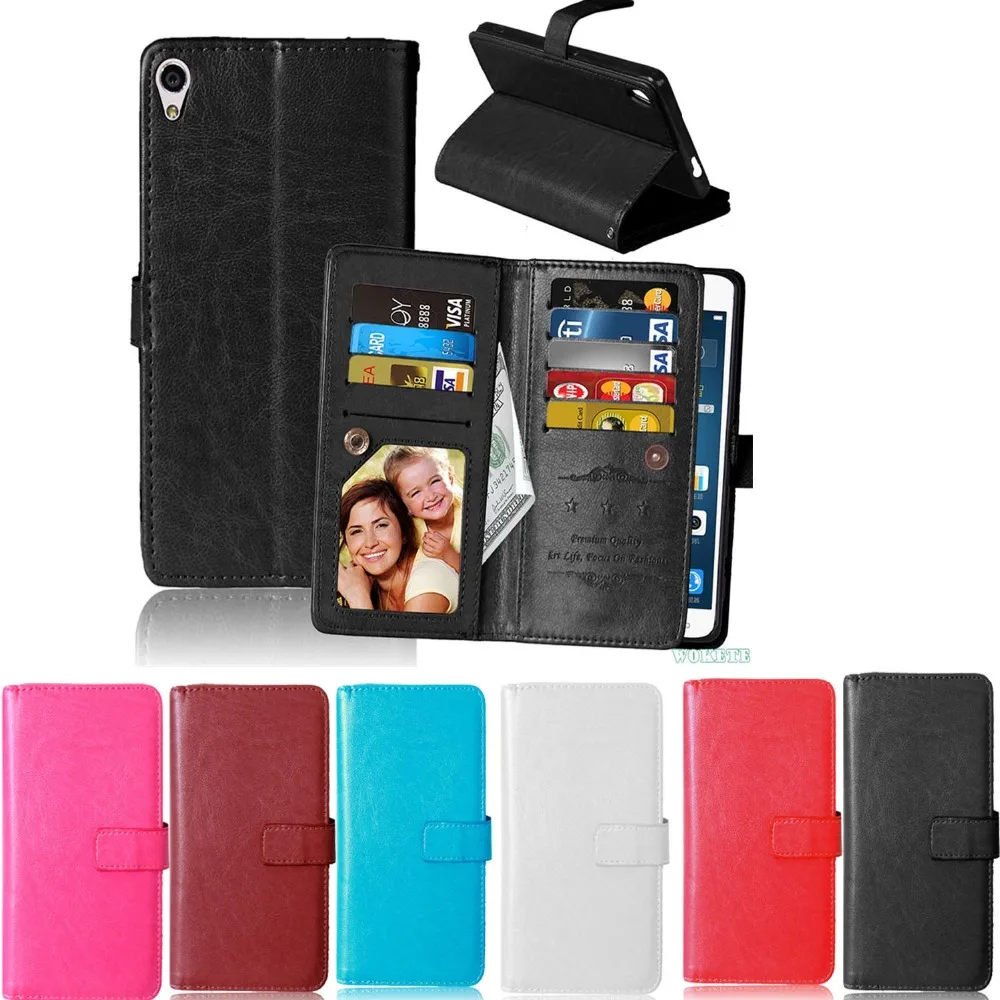 Бизнес Бумажник Флип Слот 9 Карты Фоторамка PU Leather Case для Sony XA Ultra F3212 6.0 &quot/X