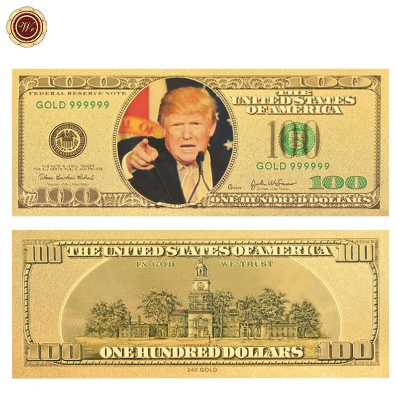 2020 памятный значок Дональда Трампа миллион долларовая Золотая банкнота 24K