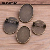 6pcs 20301825mm inner size antique bronze oval punk toothed brooch cabochon base setting charms pendant
