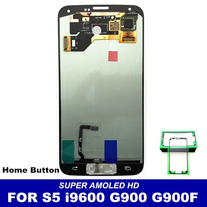 100% AMOLED HD для Samsung Galaxy S5 SM G900 i9600 G900R G900F G900H G900M сенсорный ЖК экран с заменой домашней