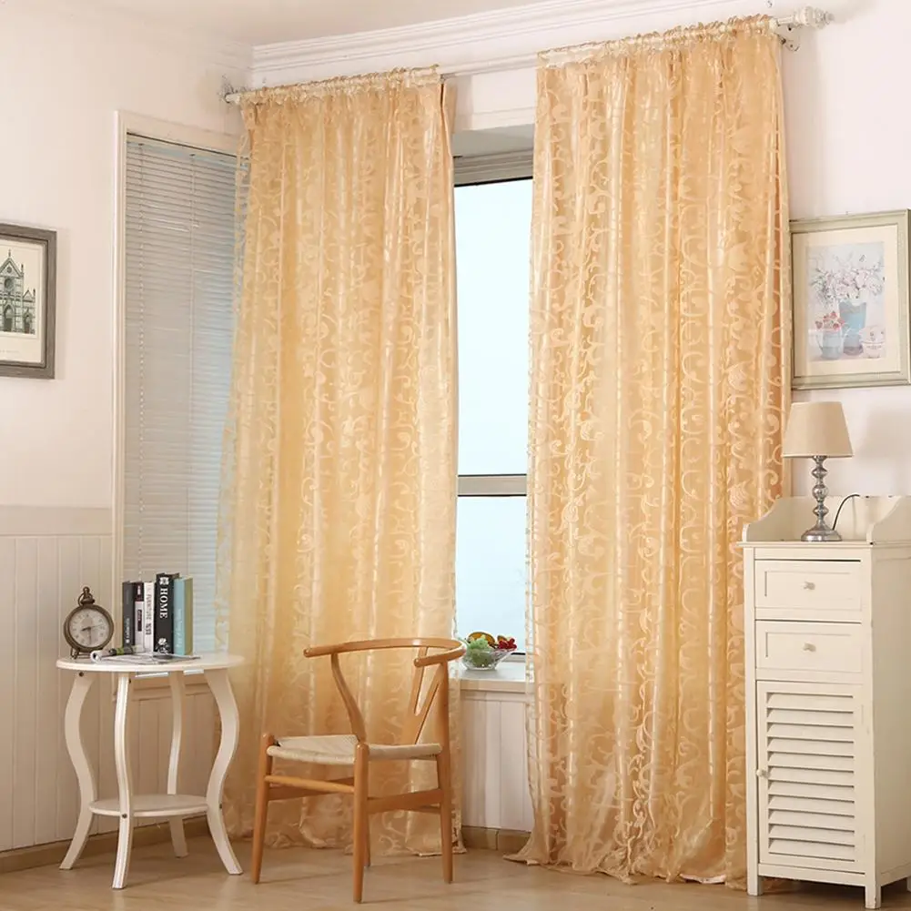 Гостиная Спальня жалюзи Шторы с цветочным принтом прозрачные шторы на дверной