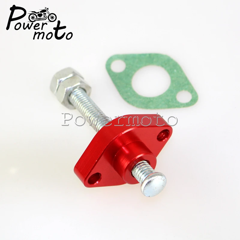 Красный CNC алюминиевый ручной натяжитель цепи для Yamaha FZ6 FZ1 YZF TTR WR KAWASAKI KLF KLT KLX