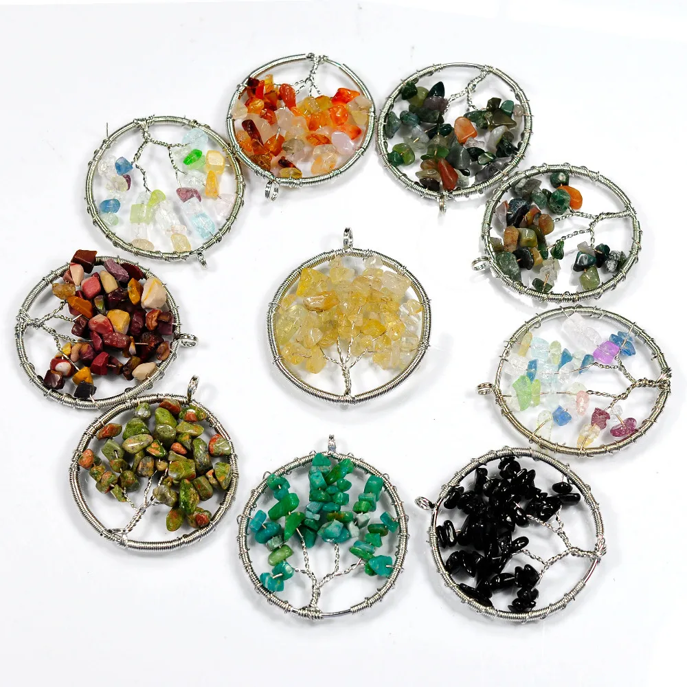 Популярная подвеска с деревом жизни из натурального камня ожерелье-цепочка для