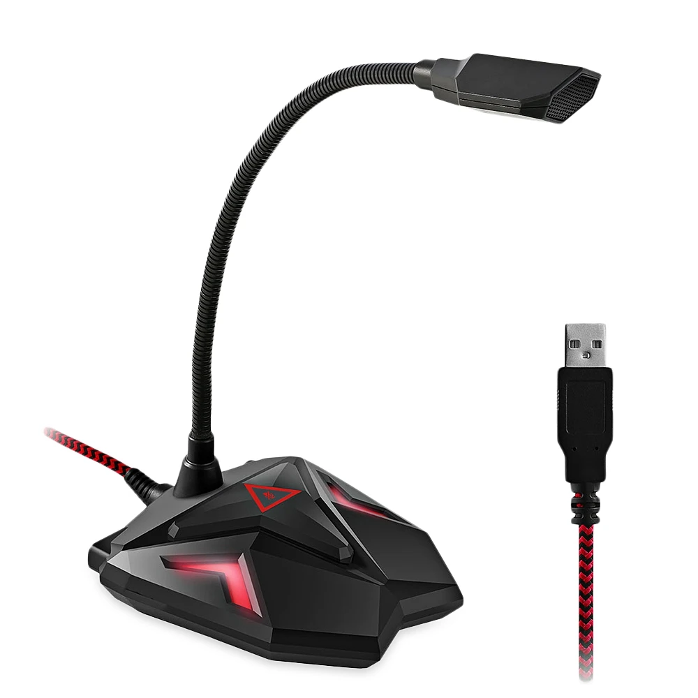 Настольный игровой Конденсатор Запись микрофон светодиодный индикатор USB