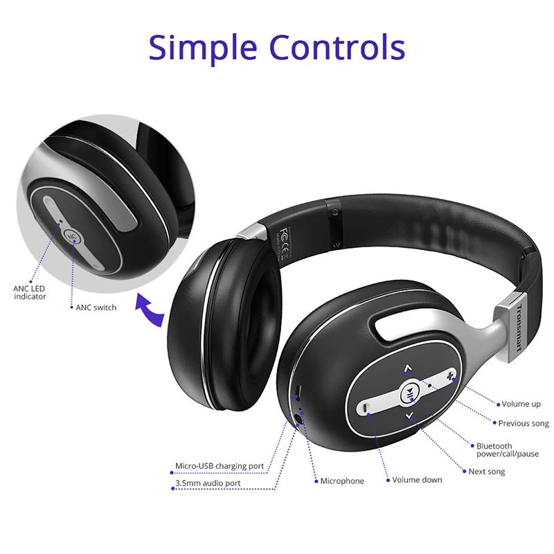 Оригинальное Tronsmart Encore S6 Active Шум аннулирования Bluetooth наушники с микрофоном и 3.5 мм
