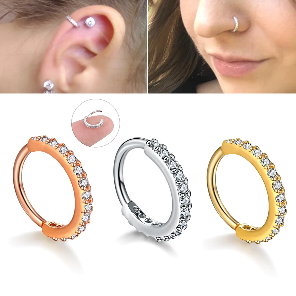 1Piece Real Septum Rings Piercing Pierced Septo Nose Ear Cartilage Tragus Helix Piercing Eyebrow Clicker Rings Body Jewelry