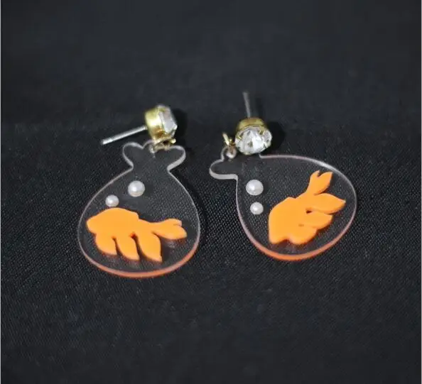 New fashion The goldfish Water bag Transparent fish tank carp drop earrings for women girl gift cute jewelry | Украшения и