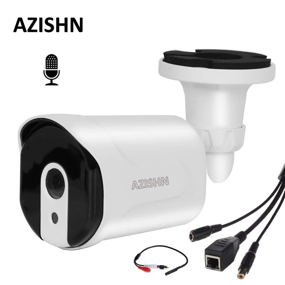 AZISHN ONVIF Проводная аудио IP-камера 720P/960P/1080P H.264 сеть P2P 6pcs Массив светодиодный Аудио
