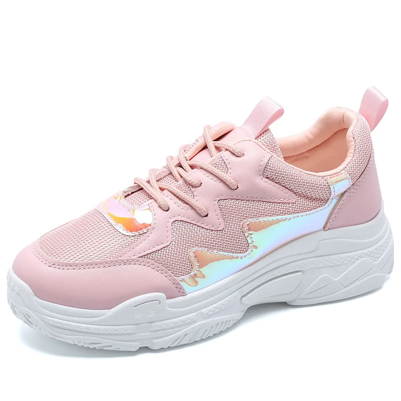 Женские кроссовки на толстой подошве Fujin белые из сетчатого материала Прямая