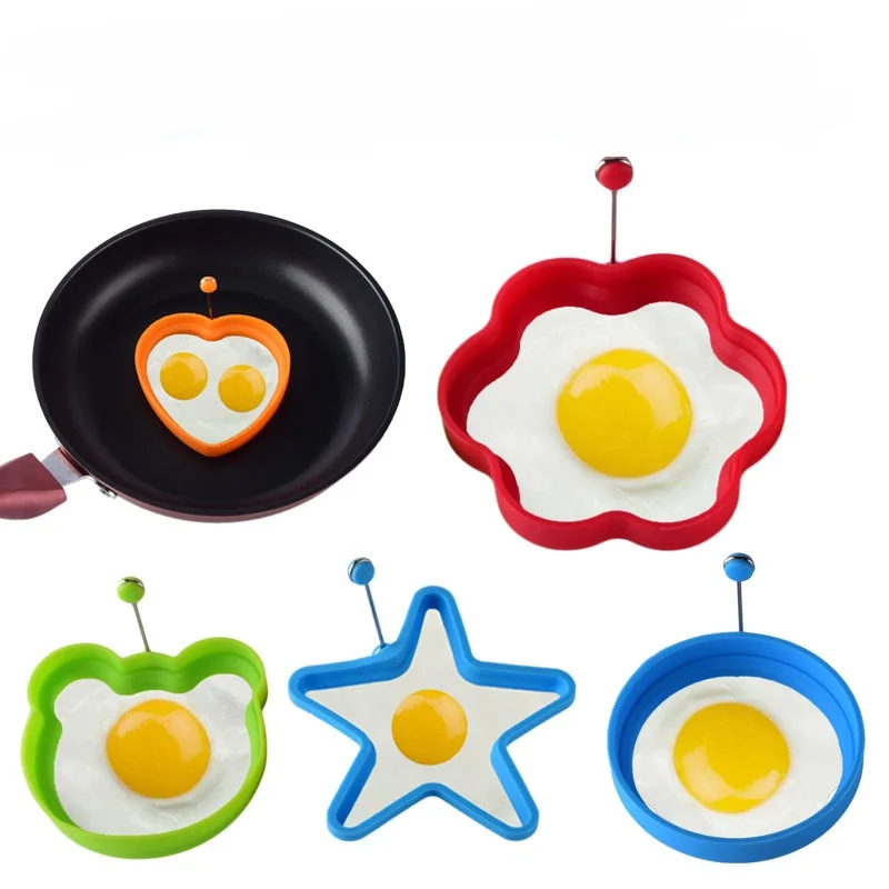 

Colorful Silicone Fried Egg Mould Pancake Ring Omelette Frying Eggs Bear Heart Shaped Egg Molds For Cooking Breakfast Bake Tools