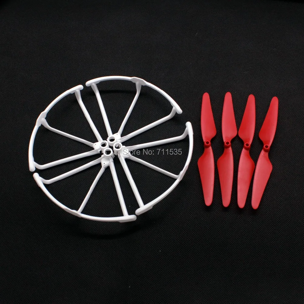 

4pcs CW CCW Propellers Main Blades A B + 4pcs Protection Cover Spare Parts For Hubsan X4 H502S H502E RC Quadcopter Red White